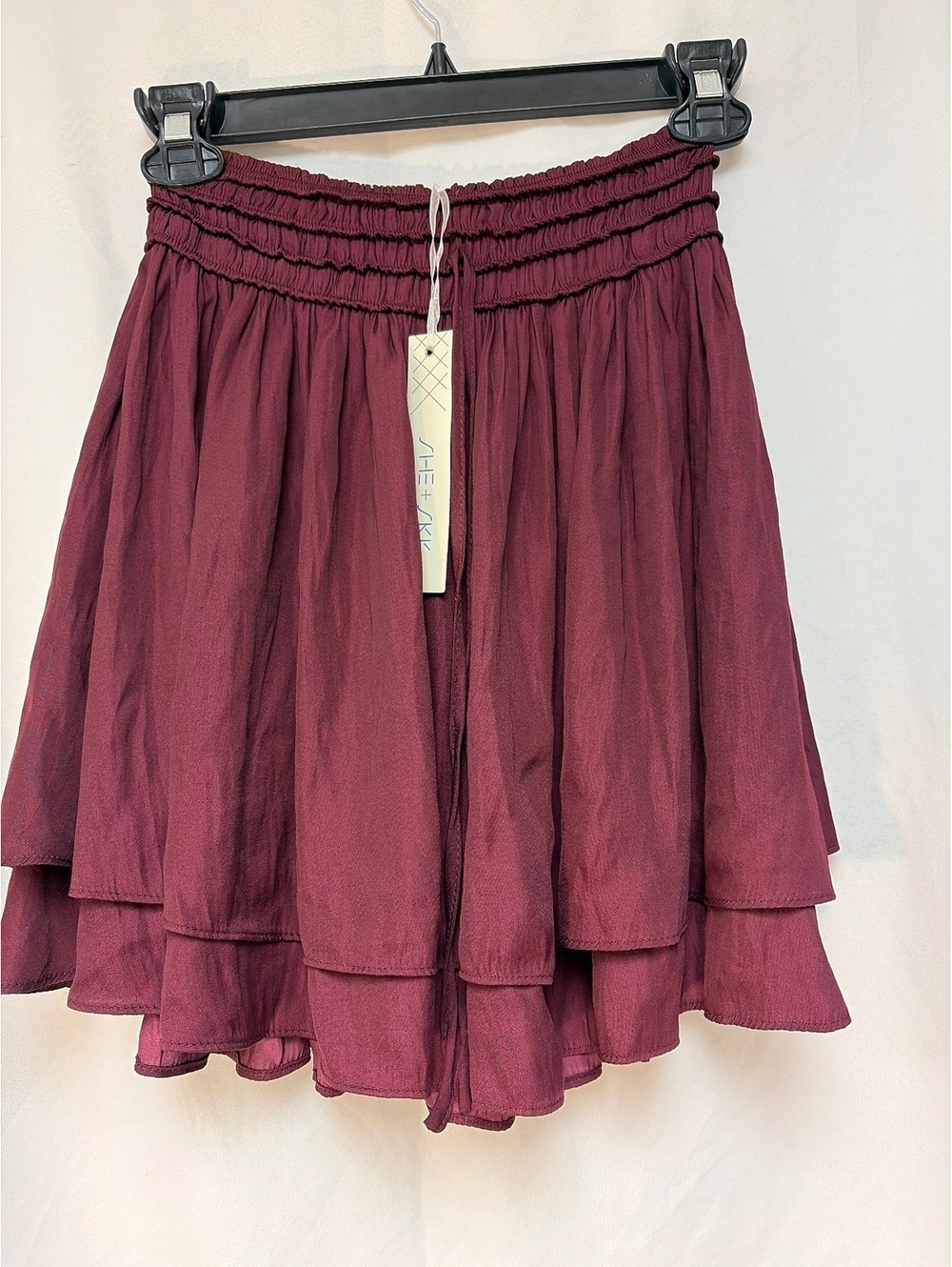 NWT She + Sky Burgundy Layered Ruffle Skirt Medium